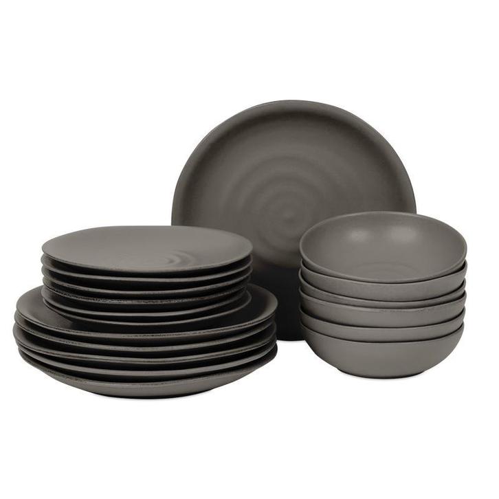 Bordenset Clay - grijs - 18-delig | 6-persoons, Huis en Inrichting, Keuken | Servies, Nieuw, Verzenden