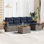 vidaXL 6-delige Loungeset met kussens poly rattan grijs, Tuin en Terras, 6 zitplaatsen, Nieuw, Loungeset, Verzenden