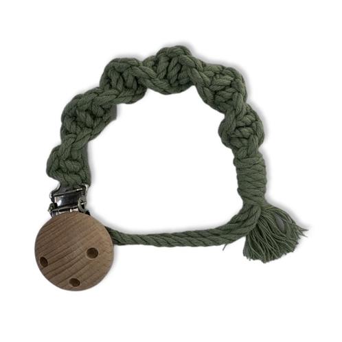 Macramé Speenkoord Spiral - Olijfgroen - Katoen - Macramé, Kinderen en Baby's, Overige Kinderen en Baby's, Nieuw, Ophalen of Verzenden