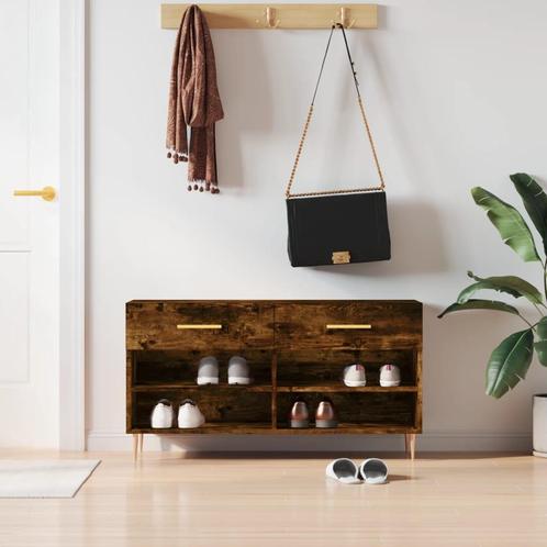 vidaXL Schoenenbank 102x35x55 cm bewerkt hout gerookt, Huis en Inrichting, Kasten | Schoenenrekken, Nieuw, Verzenden
