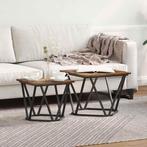 vidaXL Bijzettafelset 2 pcs Gerookt eiken Engineered hout en, Huis en Inrichting, Tafels | Salontafels, Verzenden, Vierkant, Nieuw