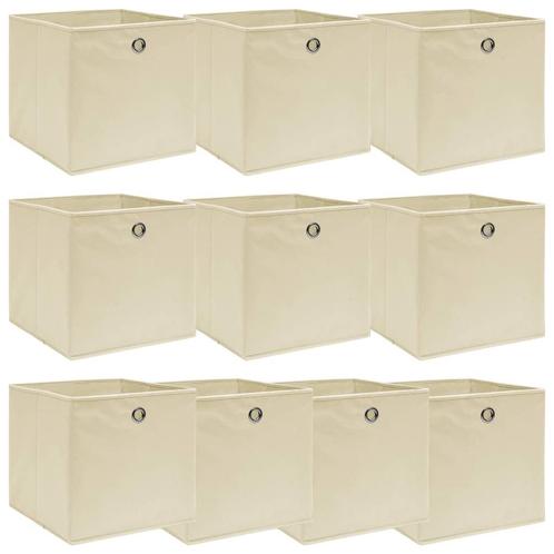 vidaXL Opbergboxen 10 st 32x32x32 cm stof crèmekleurig, Huis en Inrichting, Woonaccessoires | Kisten, Nieuw, Verzenden
