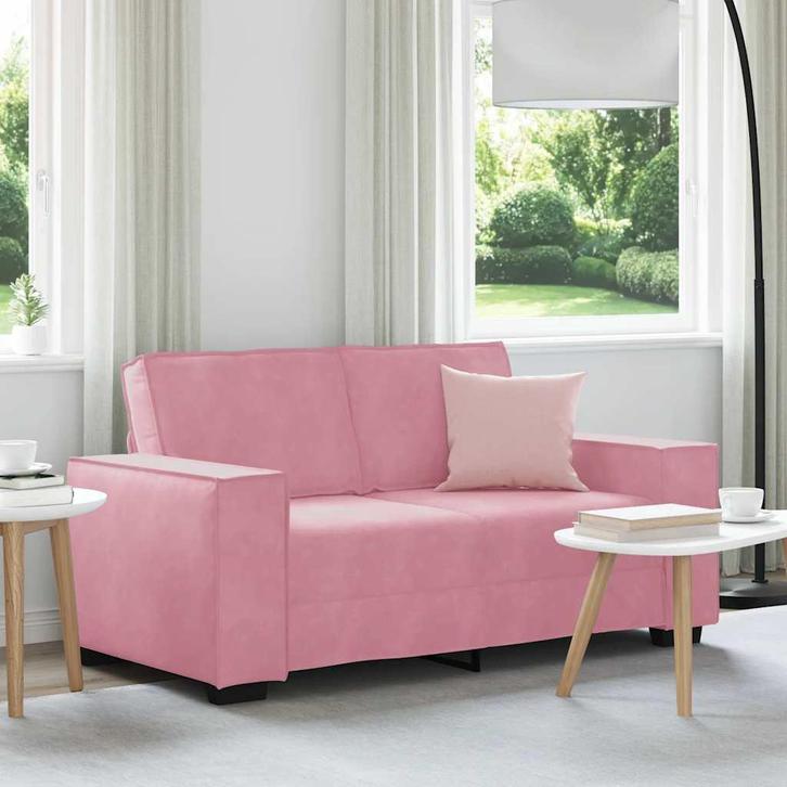 vidaXL Tweezitsbank 120 cm fluweel roze, Huis en Inrichting, Banken | Bankstellen, Nieuw, Stof, Tweepersoons, Verzenden