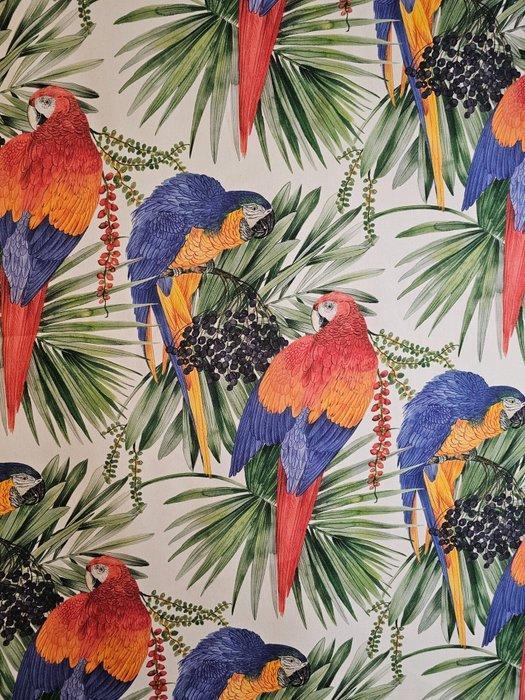 300x280cm! Bohemisch stof met prachtige XXL papegaaien -, Antiek en Kunst, Antiek | Kleden en Textiel