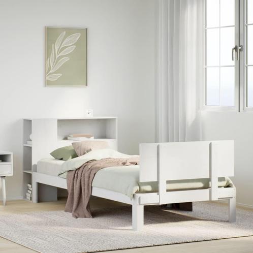 vidaXL Bed met boekenkast zonder matras grenenhout wit, Huis en Inrichting, Slaapkamer | Bedden, Wit, Nieuw, Hout, Verzenden