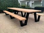 Picknicktafel stalen frame met Douglas hout, Gratis bezorgd!, Eettafel, Hardhout, Nieuw, Ophalen of Verzenden