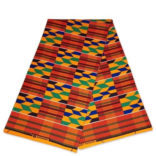 Afrikaanse Kente stof / kente print stof KT-3088 - 100% kato, Hobby en Vrije tijd, Stoffen en Lappen, Nieuw, Ophalen of Verzenden