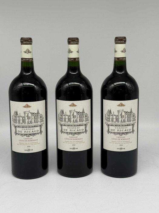 2018 Château de Ricaud Cadillac - Bordeaux - 3 Magnums, Verzamelen, Wijnen