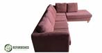 Refurbished 5-zits hoekbank aubergine met 6 mnd garantie!, 250 tot 300 cm, Gebruikt, Hoekbank, Vierpersoons of meer