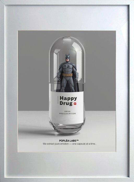 Poplea - HAPPY DRUG - POPLEA LABS - BATMAN, Antiek en Kunst, Kunst | Schilderijen | Modern