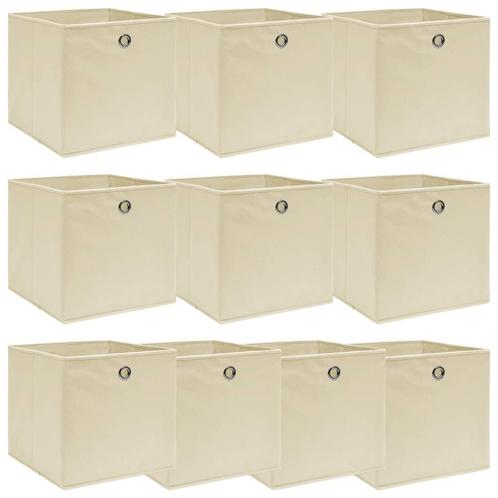 vidaXL Opbergboxen 10 st 32x32x32 cm stof crèmekleurig, Huis en Inrichting, Woonaccessoires | Kisten, Nieuw, Verzenden