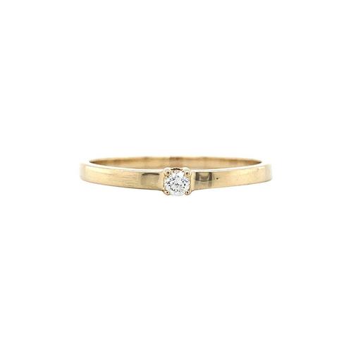 Gouden solitair ring met diamant 14 karaat, Sieraden, Tassen en Uiterlijk, Ringen, Wit, Zo goed als nieuw, Goud, Verzenden