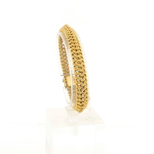 Gouden Franse gourmet schakel armband | 19 cm, Sieraden, Tassen en Uiterlijk, Armbanden, Overige kleuren, Gebruikt, Goud, Ophalen of Verzenden