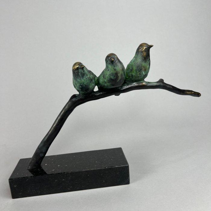 J. Zak (XX-XXI) - 3 sparrows on a branch - bronze (Edition, Antiek en Kunst, Kunst | Designobjecten