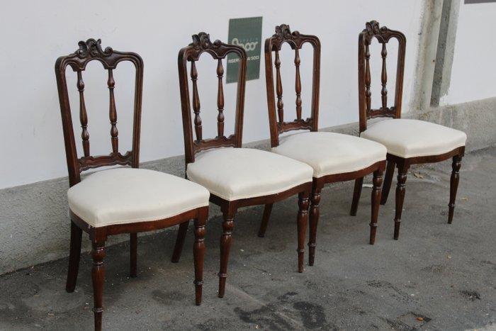 Eetkamerstoel (4) - Hout, Textiel - Louis Philippe stoelen, Antiek en Kunst, Antiek | Overige Antiek