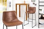 Design barstoel DJANGO vintage bruin met ijzeren frame -, Huis en Inrichting, Barkrukken, Ophalen of Verzenden, Nieuw