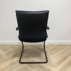 Tweedehands Sitland vergaderstoel / sledestoel, zwart leder, Huis en Inrichting, Stoelen, Gebruikt, Zwart, Leer, Ophalen of Verzenden