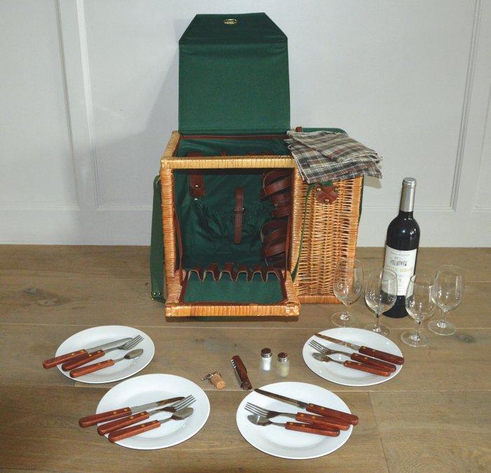 Mand - Stijlvolle luxe picknickmand uitklapbaar (4 personen), Antiek en Kunst, Curiosa en Brocante