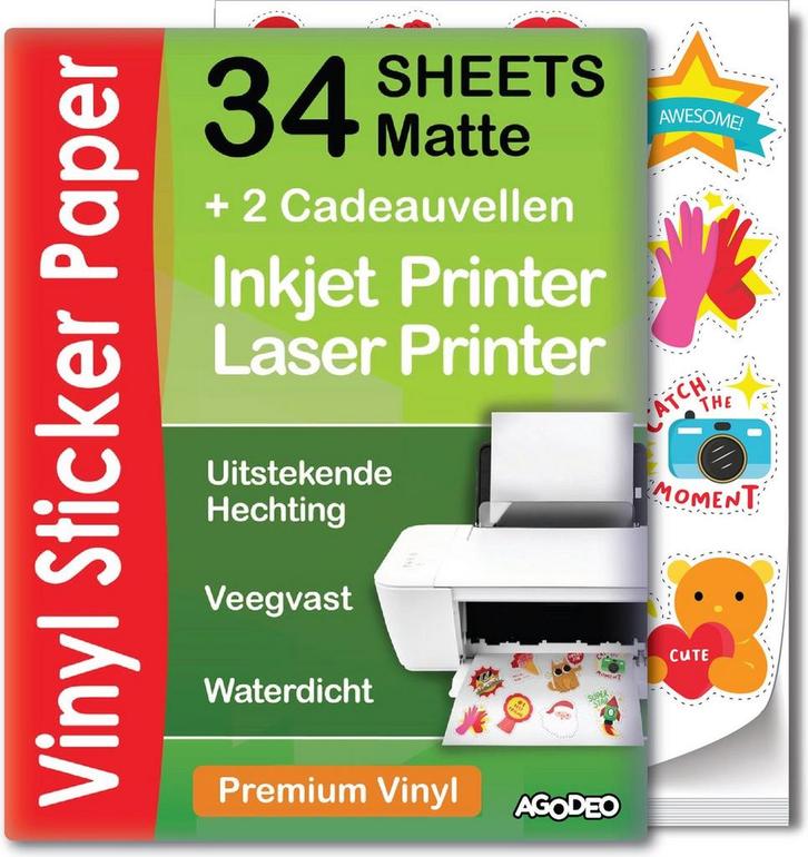 34 Matte Vinyl Stickervellen A4 – Hoogwaardig Stickerpapier, Computers en Software, Printers, Nieuw, Ophalen of Verzenden
