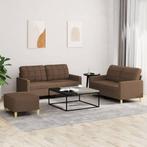 vidaXL 4-delige Loungeset met kussens stof bruin, Huis en Inrichting, Verzenden, 150 tot 200 cm, Nieuw, Stof