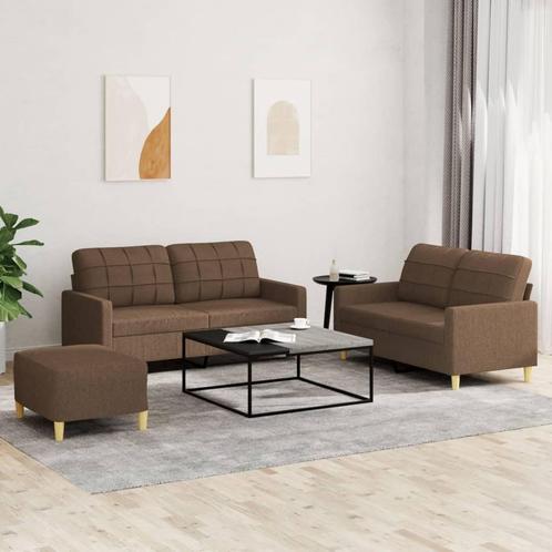 vidaXL 4-delige Loungeset met kussens stof bruin, Huis en Inrichting, Banken | Bankstellen, Nieuw, 150 tot 200 cm, Stof, Vierpersoons of meer