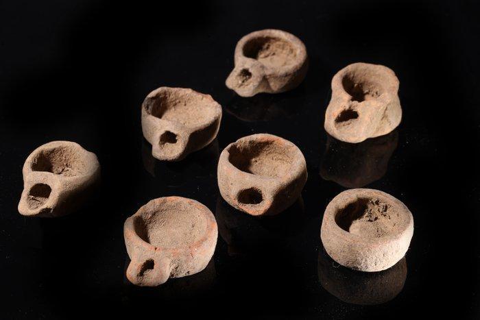 Oud Egypte Olie lampen in terracotta - 2 cm, Verzamelen, Mineralen en Fossielen