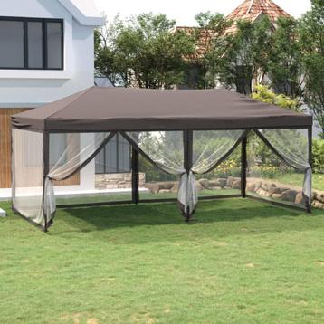 vidaXL Partytent inklapbaar met zijwanden 3x6 m taupe beschikbaar voor biedingen