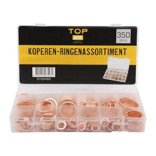 Topgear Koperen ringenset - 350-delig - Diverse maten - H..., Doe-het-zelf en Verbouw, IJzerwaren en Bevestigingsmiddelen, Nieuw