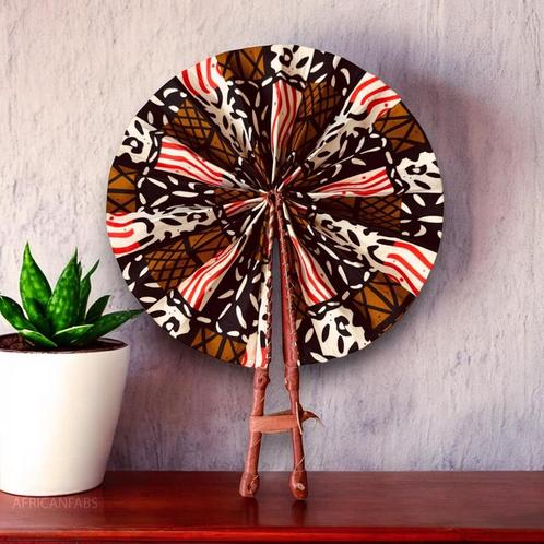 Afrikaanse handwaaier - Ankara print waaier - Sisi - Bruin B, Huis en Inrichting, Woonaccessoires | Wanddecoraties, Nieuw, Ophalen of Verzenden
