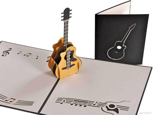 Akoestische Gitaar Live music 3D pop-up wenskaart, Diversen, Wenskaarten, Verzenden