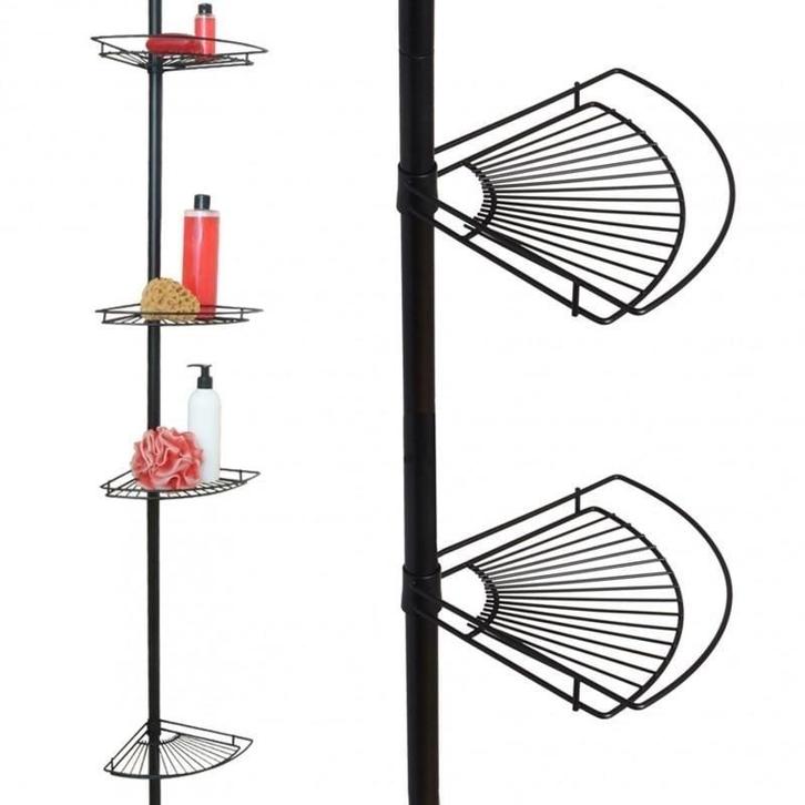 Telescopisch Douche Rek Zwart | Retourdeal | 40% Korting, Huis en Inrichting, Badkamer | Badkamermeubels, Minder dan 25 cm, Nieuw