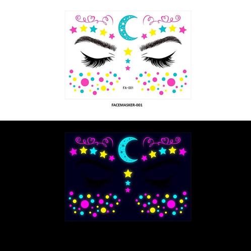 Gezicht Sticker Glow in the Dark FA-001, Kleding | Heren, Carnavalskleding en Feestkleding, Nieuw, Ophalen of Verzenden