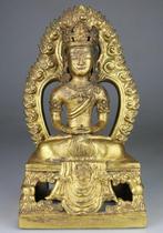Amitayus Boeddhabeeldje gebeeldhouwd verguldsel - Chinees -, Antiek en Kunst