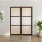 Dubbele stalen taatsdeur - 3 Vlaks - Brons - Mat glas, Minder dan 80 cm, Overige typen, Nieuw, Metaal