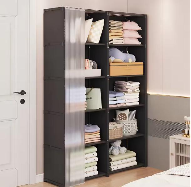 Stoffen Kledingkast – Opbergkast met Stalen Frame, Huis en Inrichting, Kasten | Kledingkasten, Nieuw, Verzenden