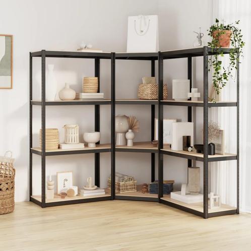 vidaXL Opbergrek 4-laags 3 st staal & bewerkt hout, Huis en Inrichting, Kasten | Stellingkasten, Nieuw, Verzenden