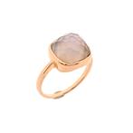 Rosé gouden ring met maansteen (roségoud, facet geslepen), Sieraden, Tassen en Uiterlijk, Ringen, Gebruikt, Overige kleuren, Ophalen of Verzenden