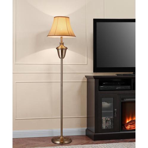 Staande lamp Madrid koper 157 cm E27 beige bruin en wit, Huis en Inrichting, Lampen | Vloerlampen, Nieuw, Verzenden