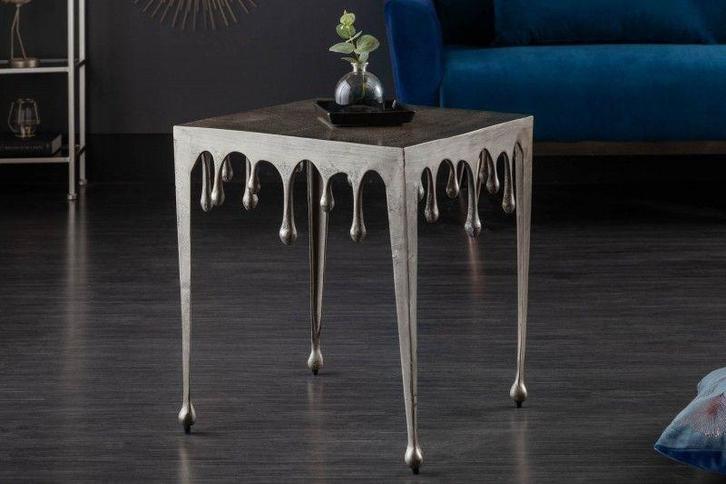 Extravagante salontafel LIQUID LINE L 46 cm zilver, Huis en Inrichting, Tafels | Sidetables, Ophalen of Verzenden