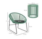 3-delige Balkonset – Lounge Stoelen en Glazen Tafel Groen, Verzenden, Nieuw