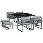 Tuintafel Set Tuinmeubelen Metaal 9 Delig 4 Stoelen 4 Krukke, Tuin en Terras, Nieuw, Verzenden