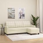 vidaXL Driezitsbank met voetenbank 180 cm kunstleer crème, Huis en Inrichting, Verzenden, 150 tot 200 cm, Leer, Driepersoons