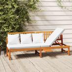vidaXL Dagbed met crèmekleurig kussen 200x60x75 cm massief, Verzenden, Nieuw