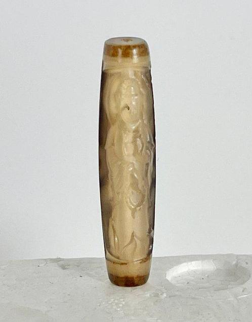 Tibetse amulet, natuurlijke agaat Dzi, handgesneden, Verzamelen, Mineralen en Fossielen