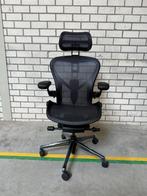 Herman Miller Aeron Remastered Met Atlas Hoofdsteun - Zwart, Huis en Inrichting, Bureaustoelen, Verzenden, Zwart, Zo goed als nieuw