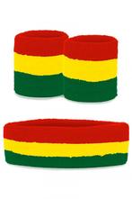 Kinder Zweetbandjes Set Rood Groen Geel Kind Hoofdband Polsb, Nieuw, Carnaval, Ophalen of Verzenden, Accessoires