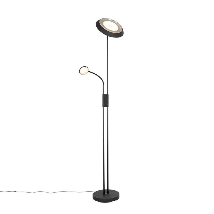 Vloerlamp zwart incl. LED en dimmer met leeslamp - Fez, Huis en Inrichting, Lampen | Vloerlampen, Nieuw, Overige materialen, 150 tot 200 cm
