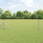 vidaXL Hecke met palen Zilver 0.4 x 25 m Staal, Verzenden, Nieuw, IJzer