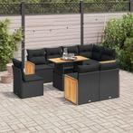 vidaXL 9-delige Loungeset met kussens poly rattan acacia, Verzenden, Nieuw, Rotan, Loungeset