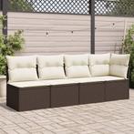 vidaXL Tuinbank 4-zits met kussens poly rattan bruin, Verzenden, Nieuw, Rotan